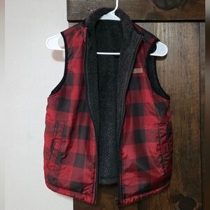 Buffalo David Bitton Red & Black Buffalo Plaid Sherpa-Lined Kids Vest